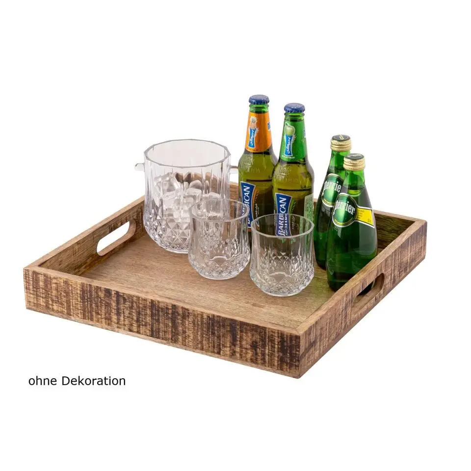 Bobbel Home - Houten Dienblad - Decoratief Serveerblad -40x40cm - Bruin
