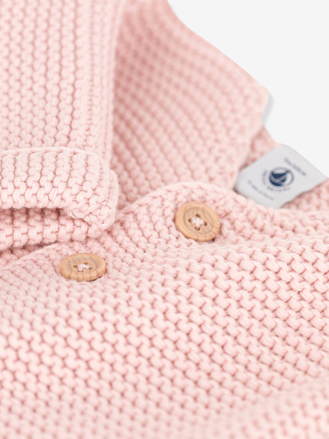 Casaquinho de malha felpudo de algodão orgânico para bebê PETIT BATEAU, branco