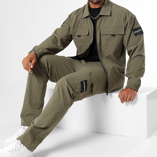Ensemble Veste Zippée Et Pantalon Cargo 0047 0042 Vert Kaki
