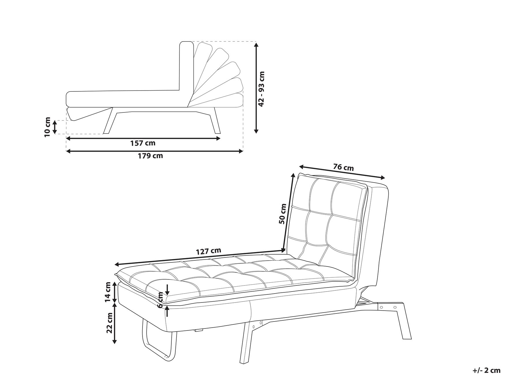 Chaise longue LOIRET Fluweel Lichtbruin