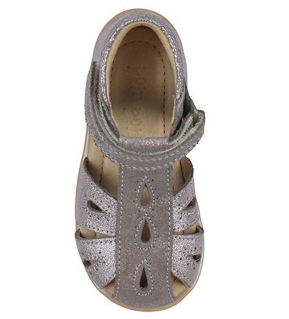 Pom Pom Sandalen - Starter-Drops Klettband - Dark Rose Glitter