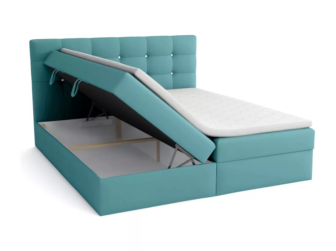 LIT BOXSPRING avec surmatelas Elegante 180x200 cm, turquoise