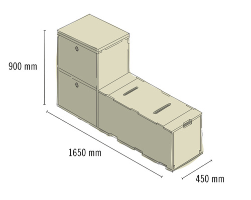 Buildify Campingbox Nellie Multifunctioneel Systeem voor Ducato/Crafter/Sprinter, 1650x450x900 mm (LxBxH) (zonder montage- en bevestigingsmateriaal)