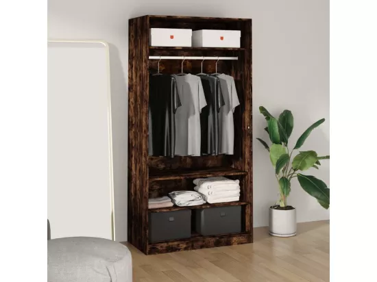 Garde-robe chêne fumé 100x50x200 cm bois d'ingénierie