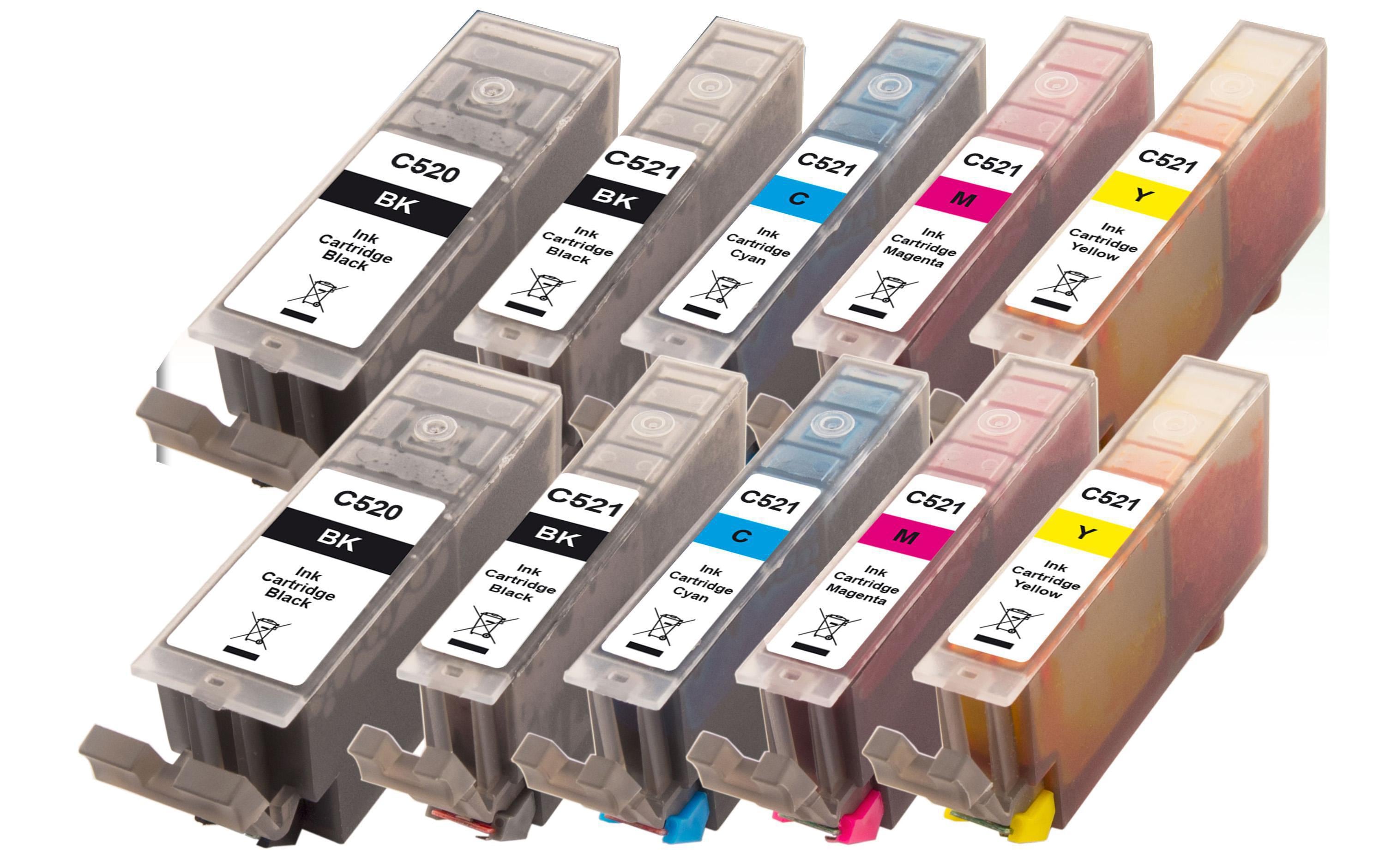 Tintenset Canon GPI-520/CLI-521Tinte, Black, Pigmented Black, Cyan, Magenta, Yellow