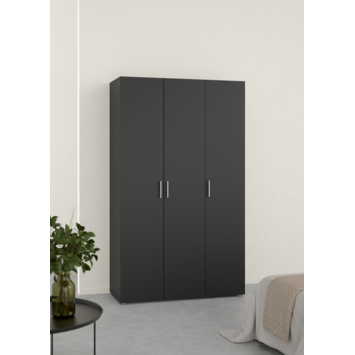 Kledingkast Pisa 3 deurs zwart 200x118x50 cm