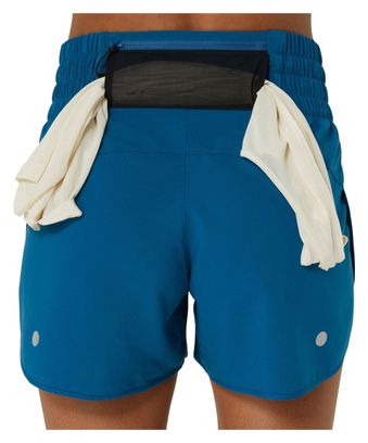 Short Asics Nagino Run 4in Bleu Femme