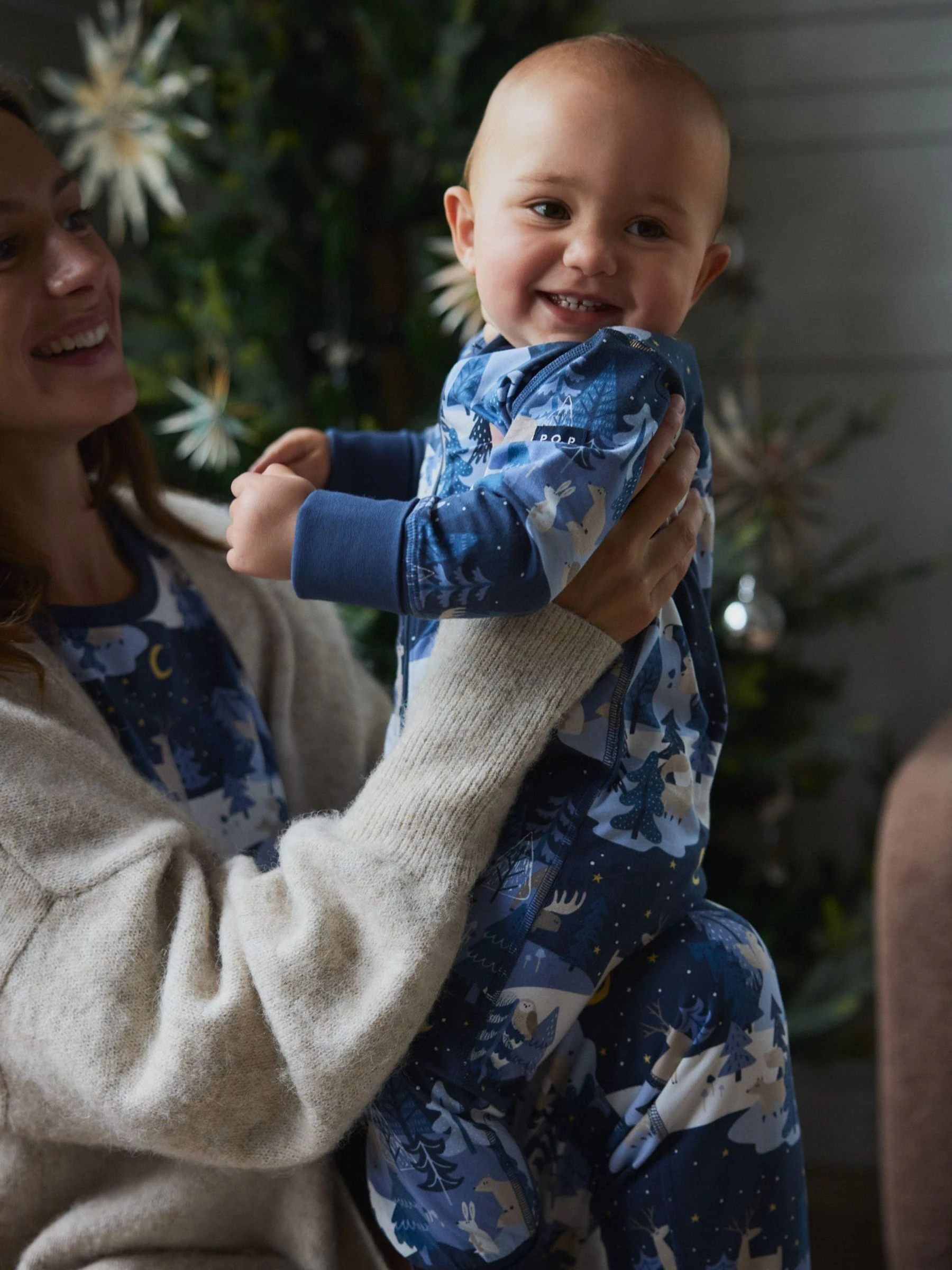 Blauw - Polarn O. Pyret Printed Sleepsuit