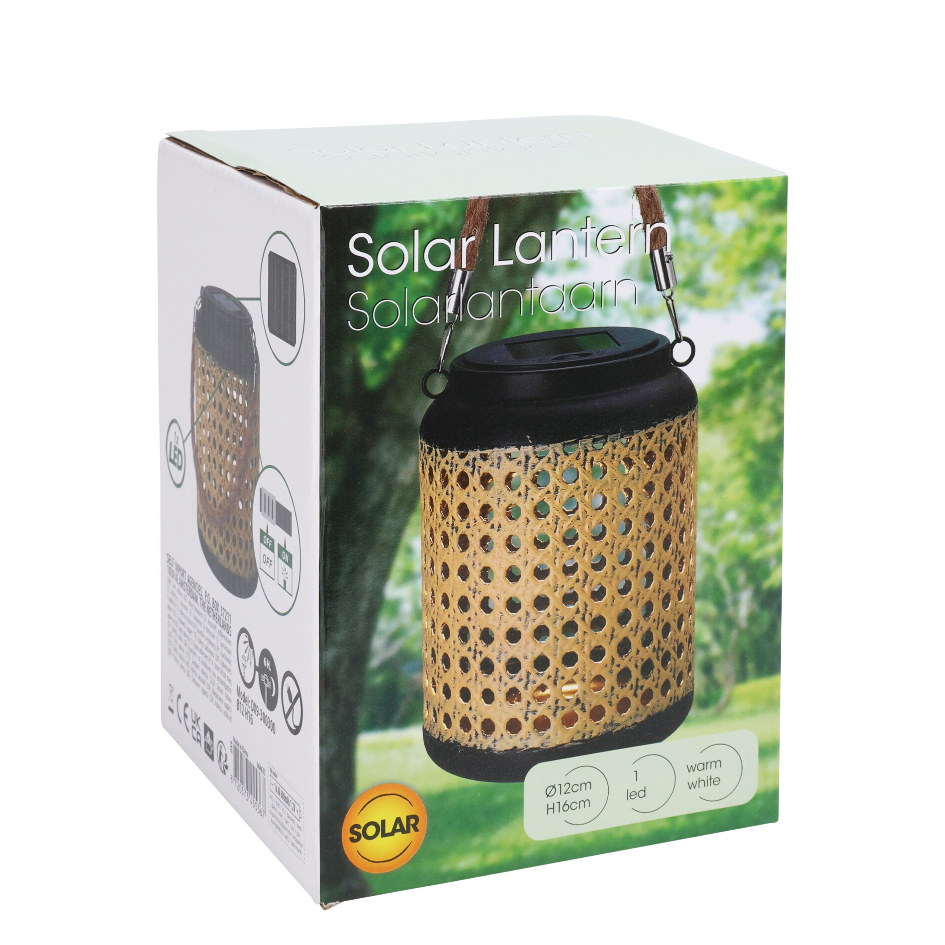 LED Laterne Solar Rattanoptik 12 x 16 cm