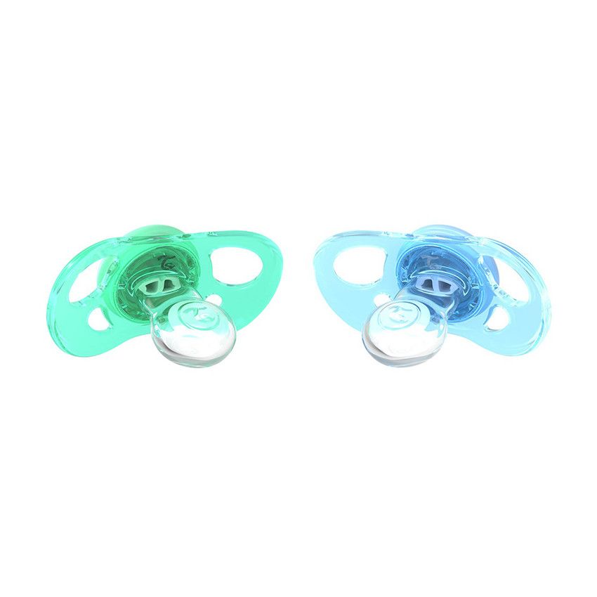 Set de sucettes en silicone 6+ mois - Bleu/Vert Pastel - Ecru