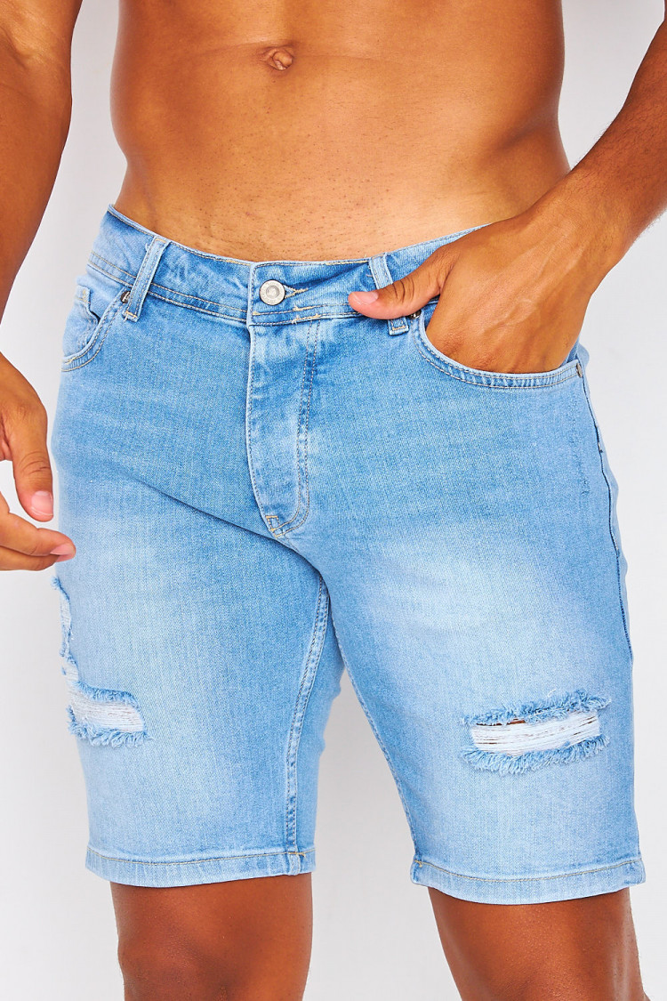 Short en jean déchiré bleu Brentiny