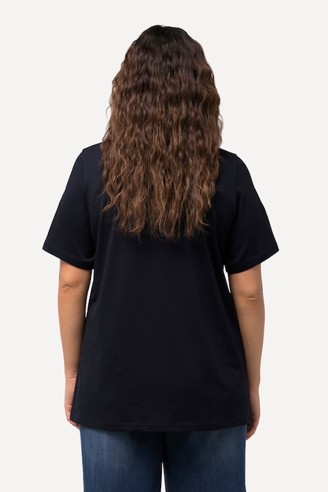 T-Shirt, Palme, A-Linie, V-Ausschnitt, Halbarm