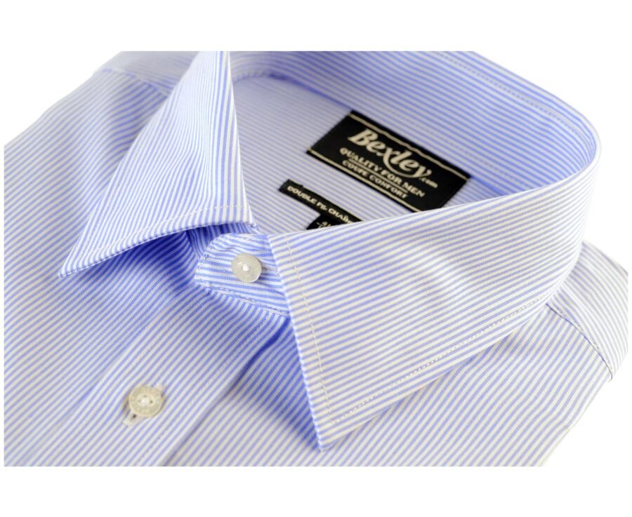Chemise à fines rayures bleues poche poitrine - AUGUSTIN