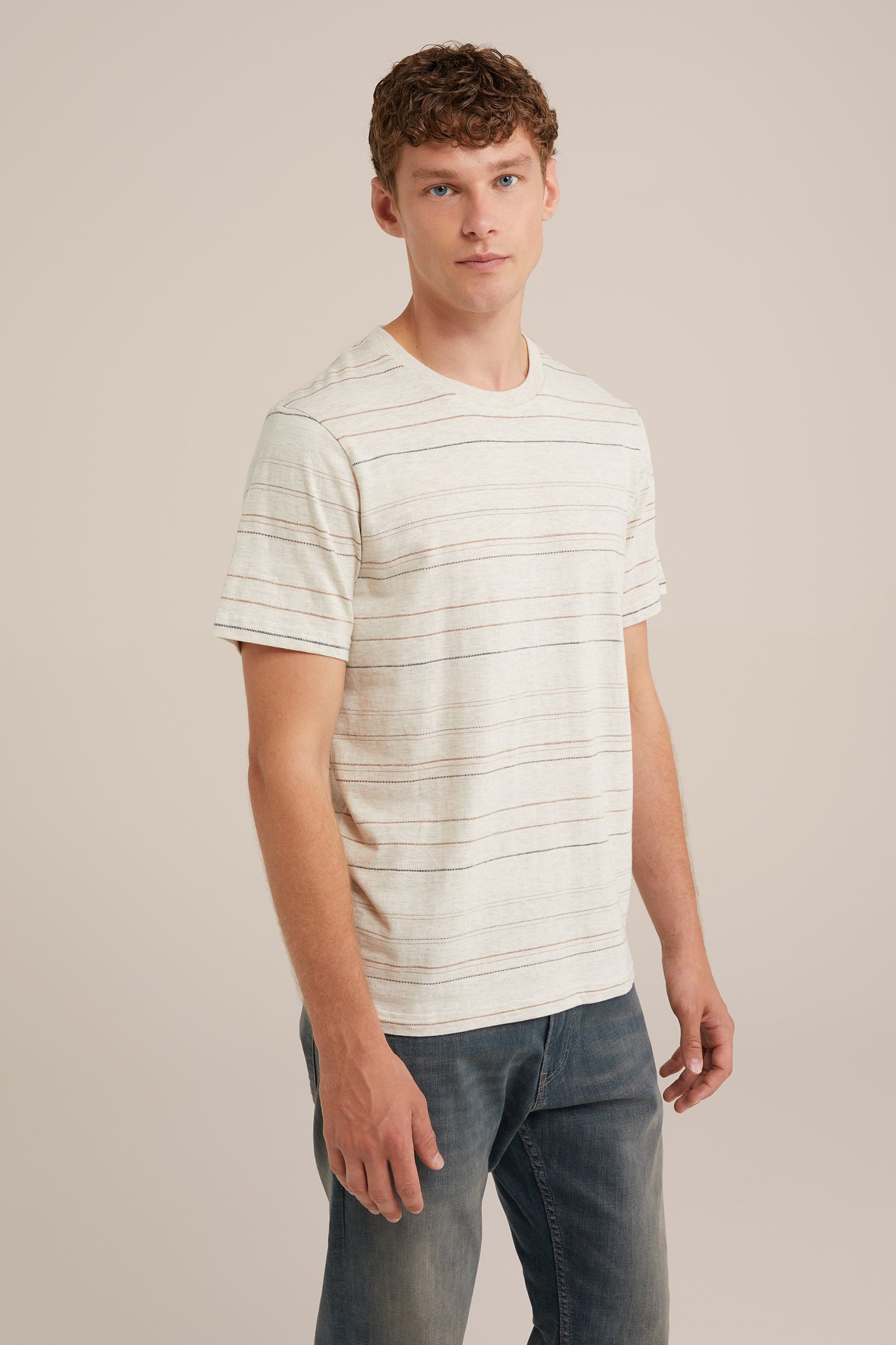 T-shirt met dessin WE Fashion Beige