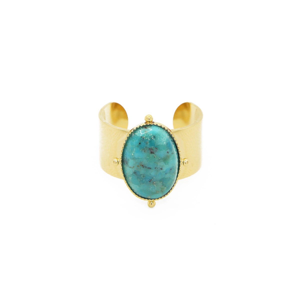 Bague pierre turquoise dorée à l'or fin 24k NEW CALYPSO