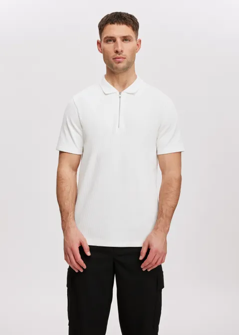 Polo met rits off-white (WIT.O)