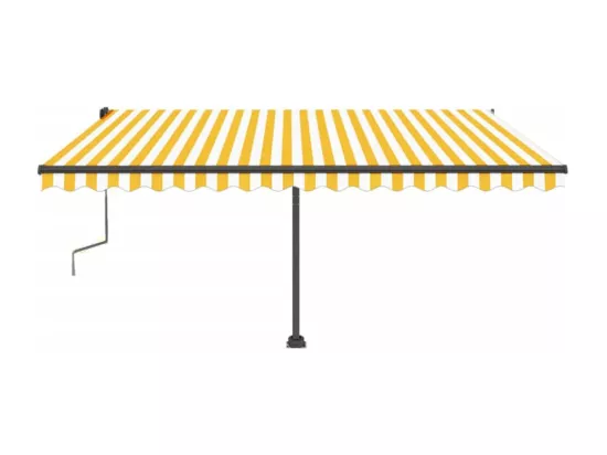 Auvent manuel rétractable sur pied 450x350 cm Jaune/Blanc