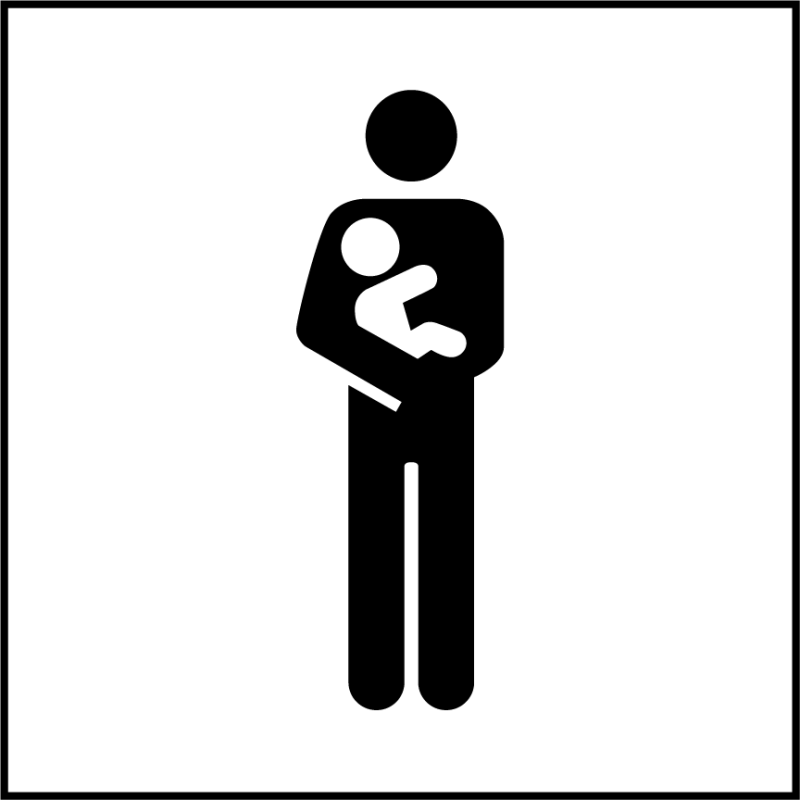 Panneau Accès prioritaire aux personnes avec enfant en bas âge - ISO 7001 en Gravoply