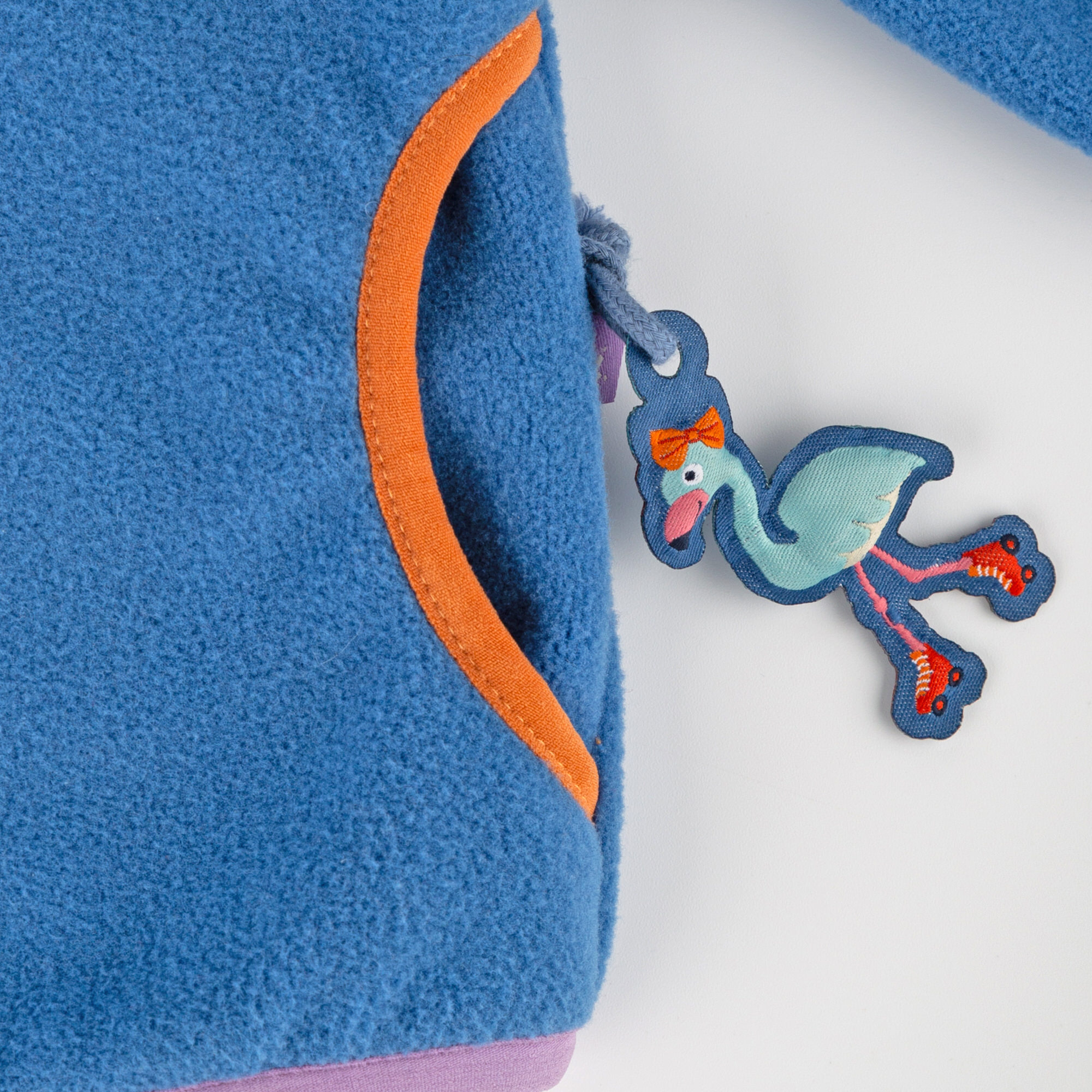 Kapuzen-Fleecejacke B - SKATING FLAMINGO in blau