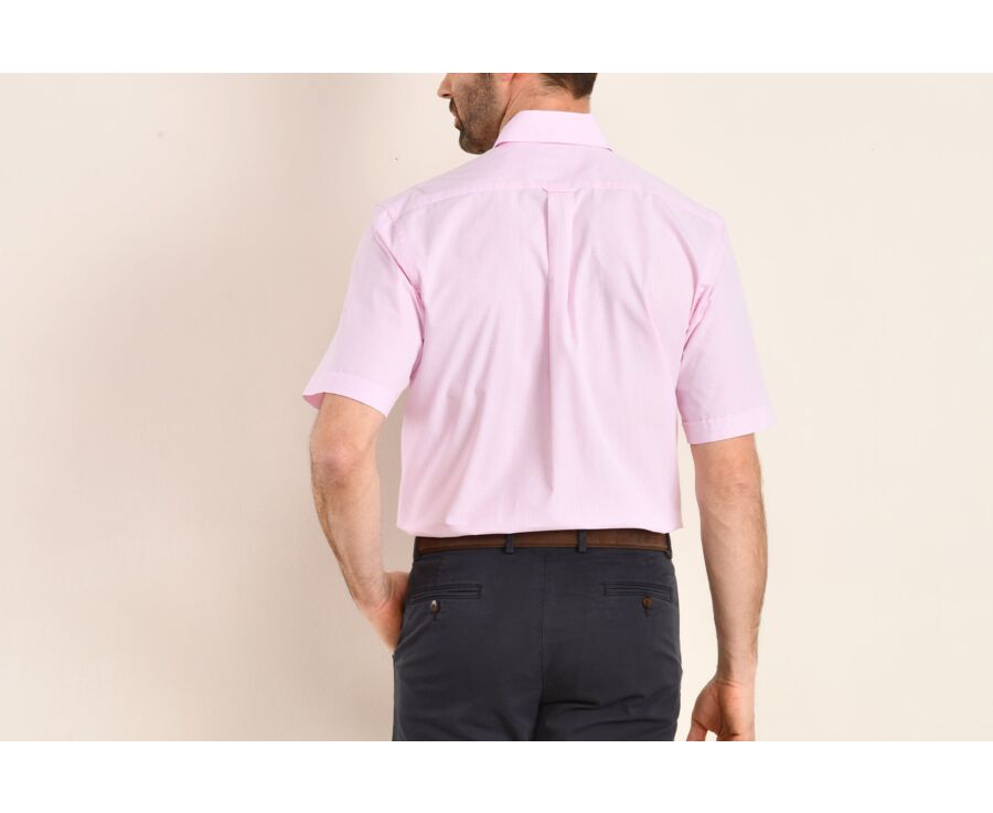 Chemise coton blanche à petits carreaux roses - TIM MC