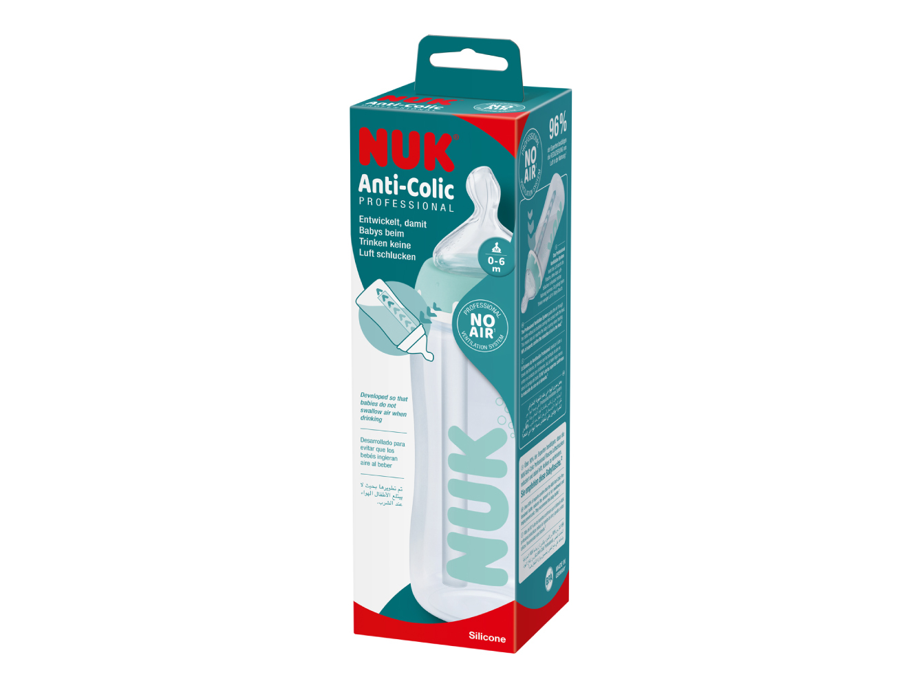BIBERAO NUK FC ANTICOLICA 0-6M 300ML