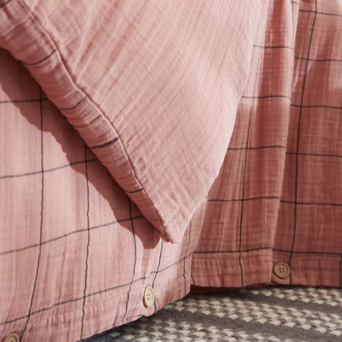 Housse de couette gaze de coton (260 x 240 cm) Gaïa Match Rose pêche