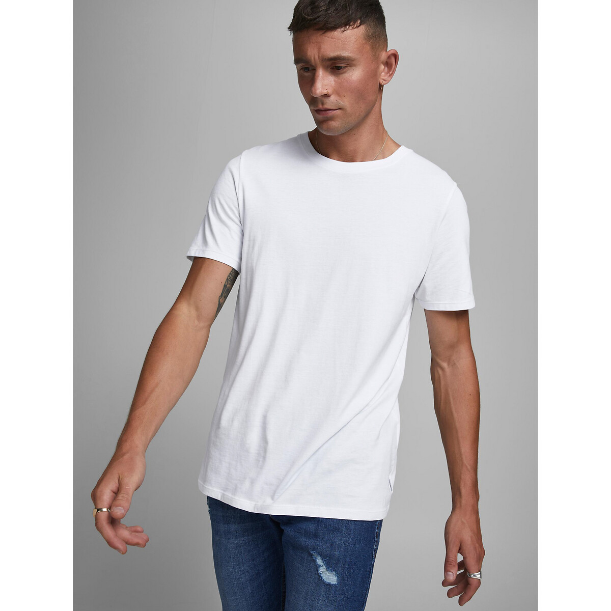 JACK & JONES<br>Camiseta de gola redonda em algodão orgânico