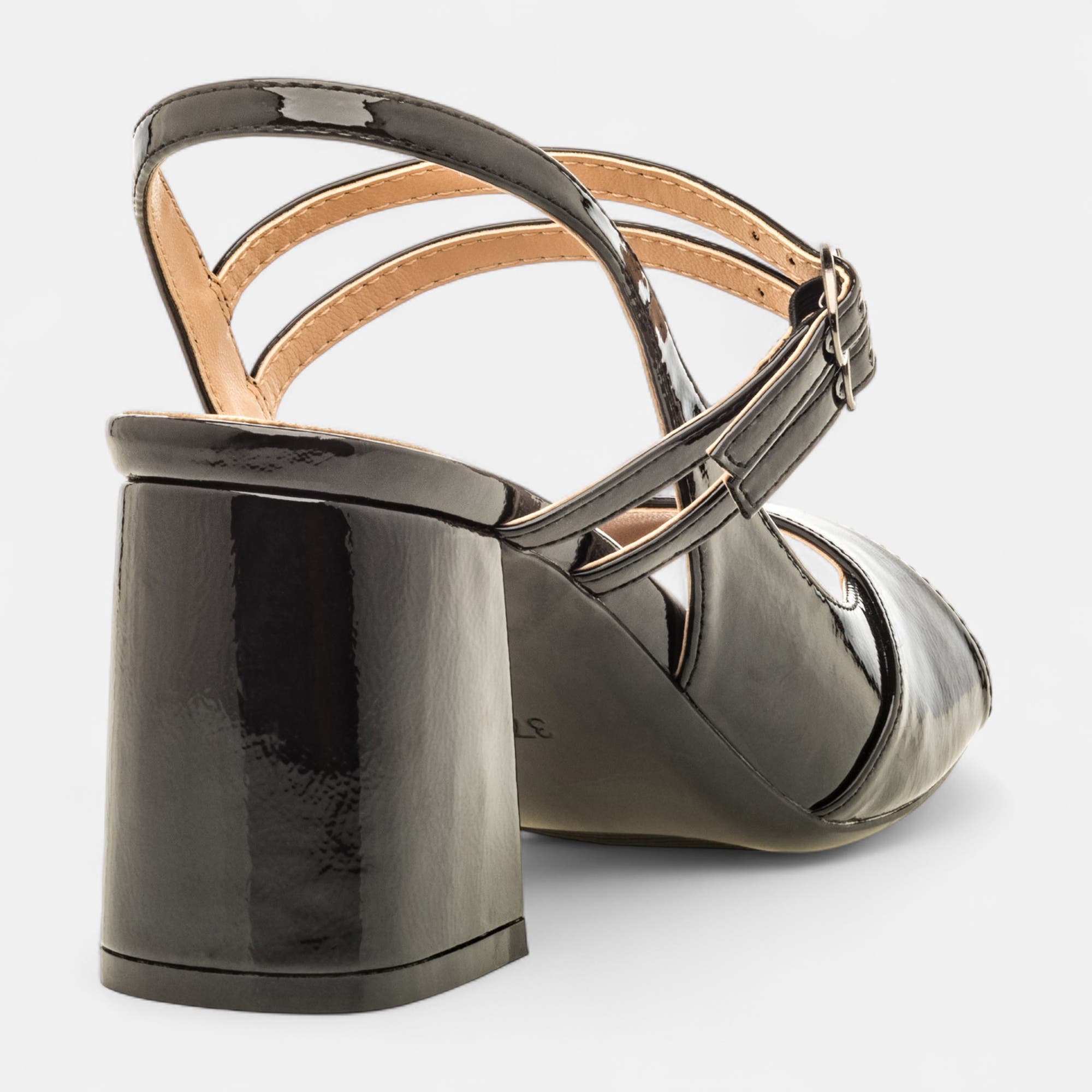 Nu-pieds à talon Femme noir vernis