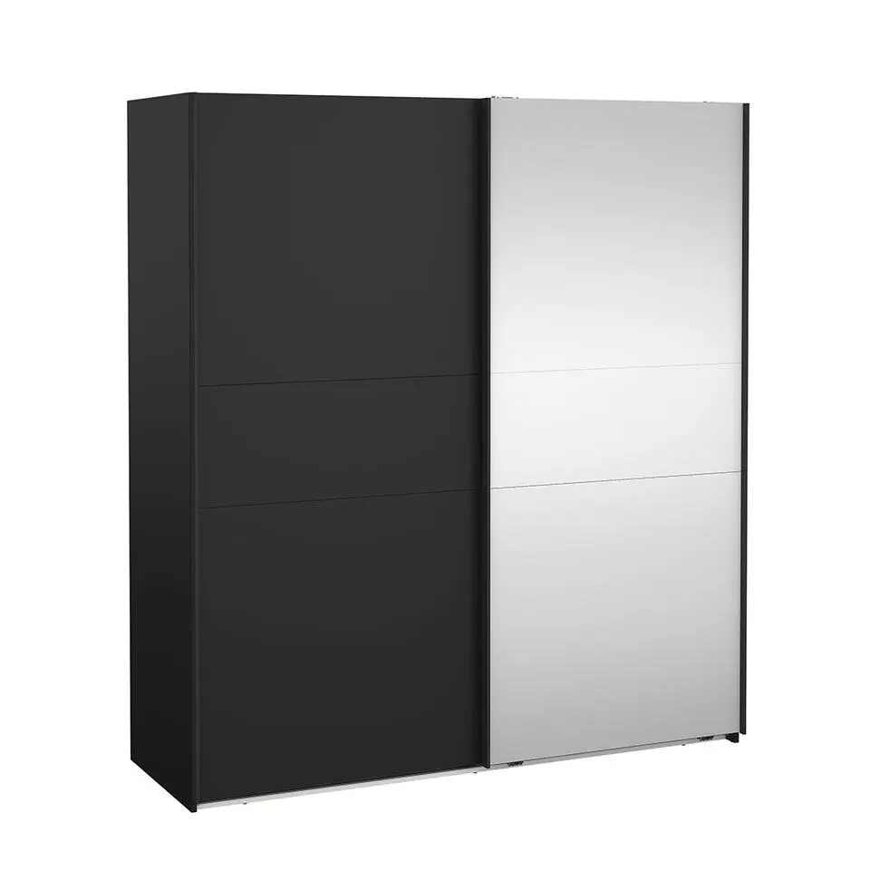Hioshop Como schuifdeurkast 2 deuren 180x200cm mat zwart