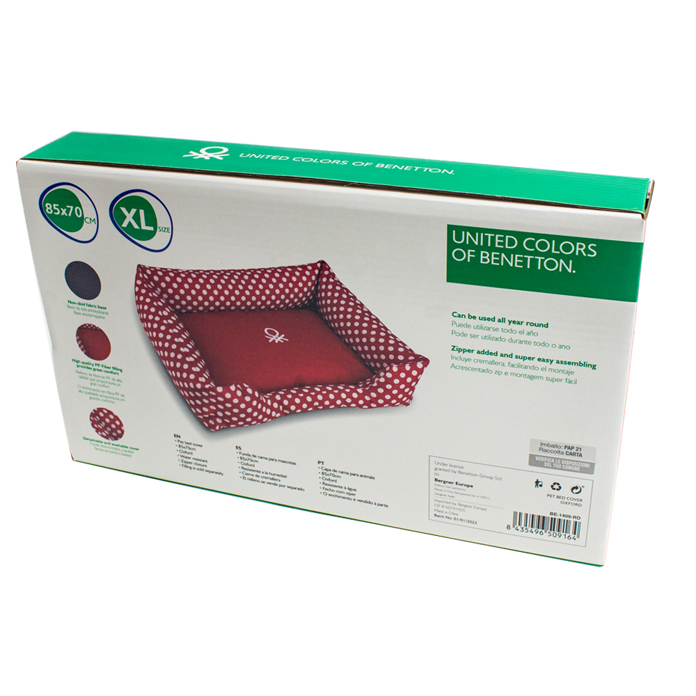 Capa para berço Benetton com bolinhas vermelhas, tamanho G: 75 x 65 cm