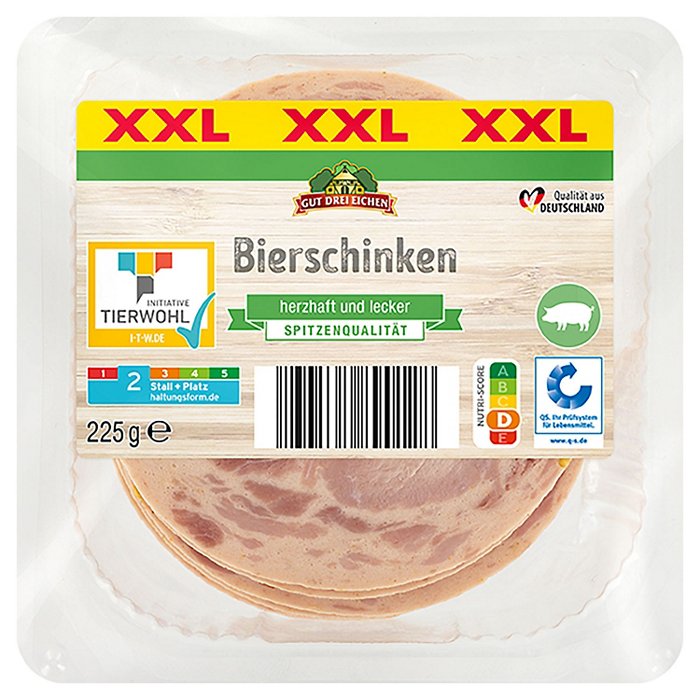GUT DREI EICHEN Frischwurst-Aufschnitt 225 g, Bierschinken