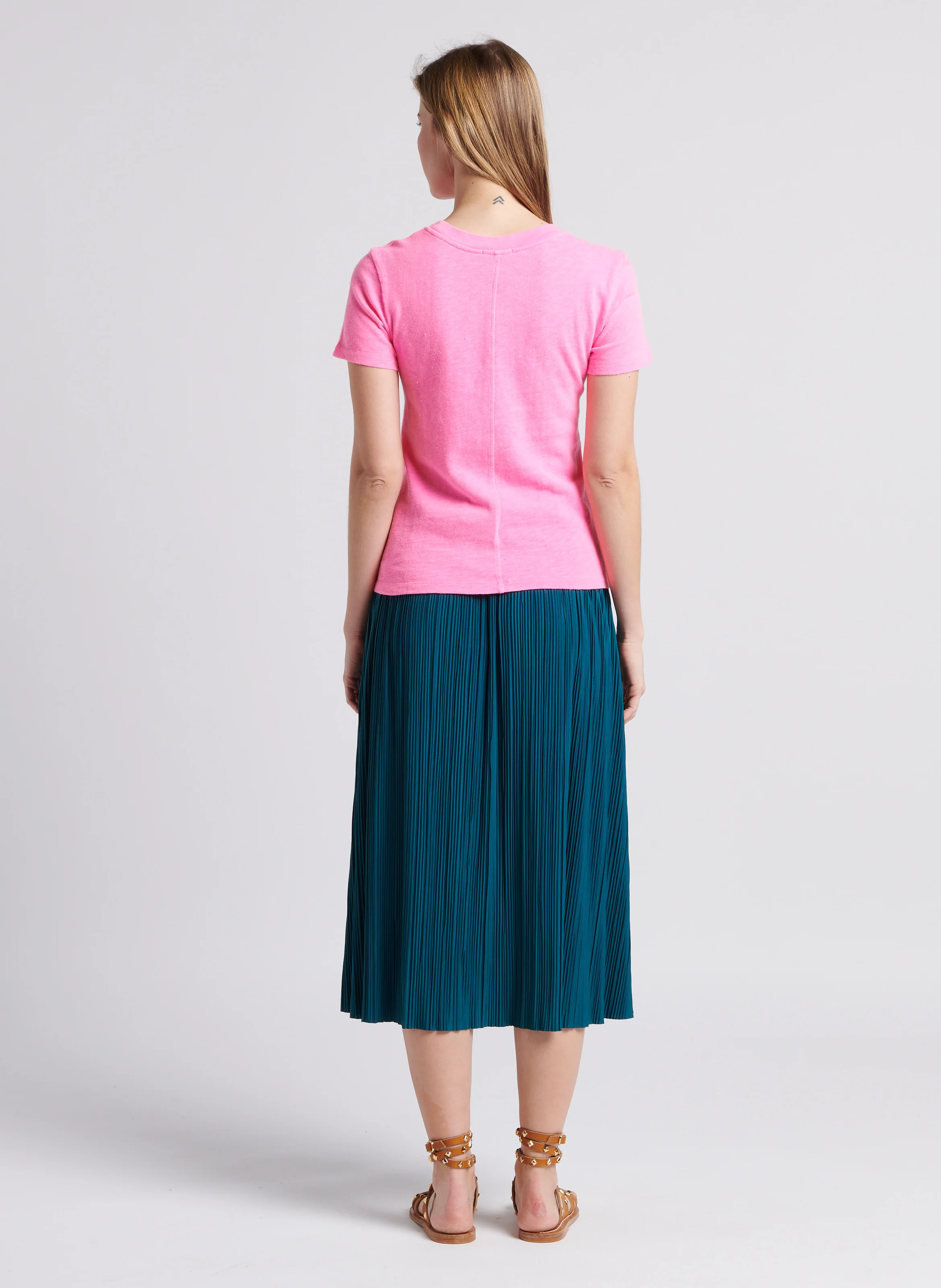 SONOMA - Tee-shirt col rond droit en coton | Rose