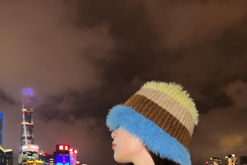 Hatrix - Gestreepte Chenille Brei Beanie