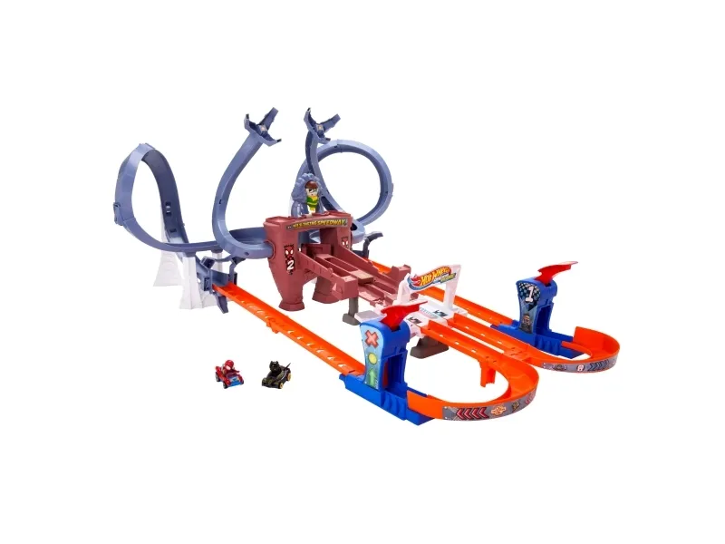 Hot Wheels Racer Verse RACERVERSE Spider-Mans spindelvævracerbanesæt, Køretøjs- og skinnesæt, 4 År, Plast, Metal, Flerfarvet