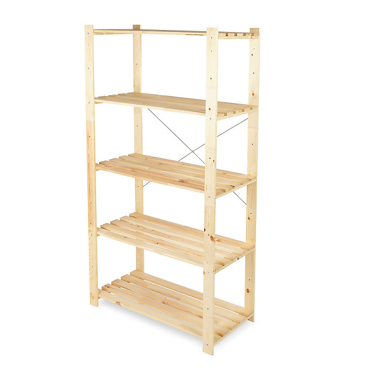 Étagère de garage bois 5 tablettes L. 90 x H. 170 x P. 45 cm