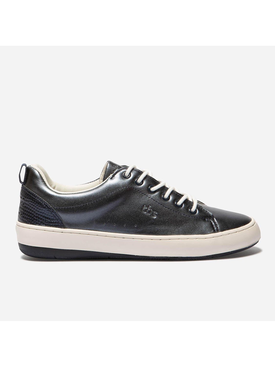 Baskets Femme Dessus Cuir Navy Métallisé