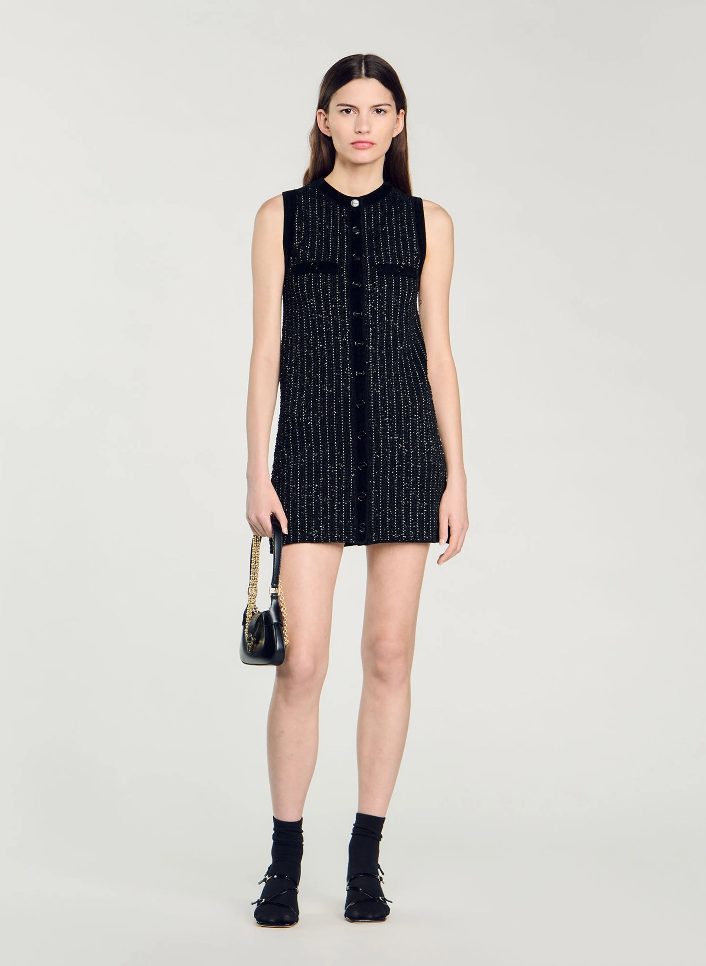Robe courte col rond| Noir