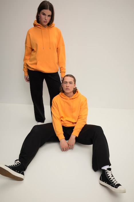 Hoodie, oversized, Rücken-Print, Kapuze, Kängurutasche, Unisex