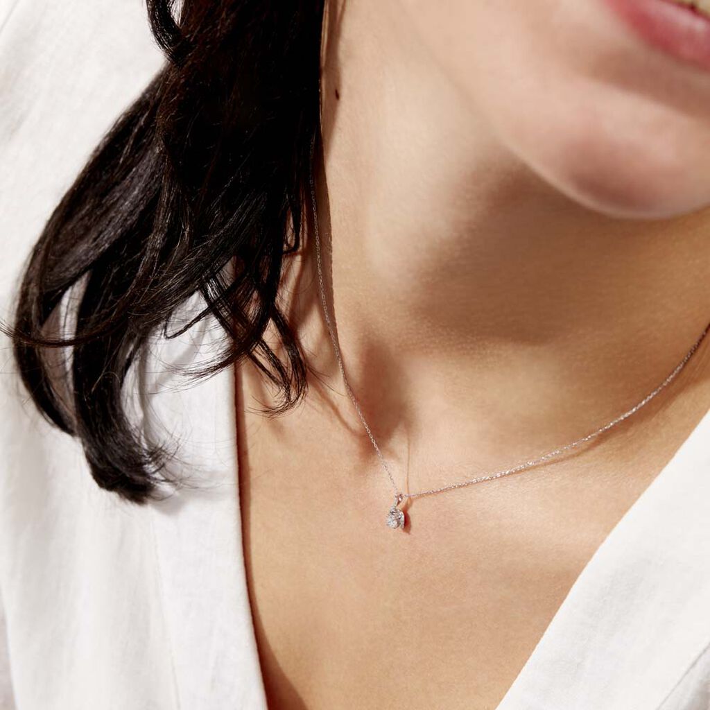 Collier Vrille Accompagnee Or Blanc Diamant