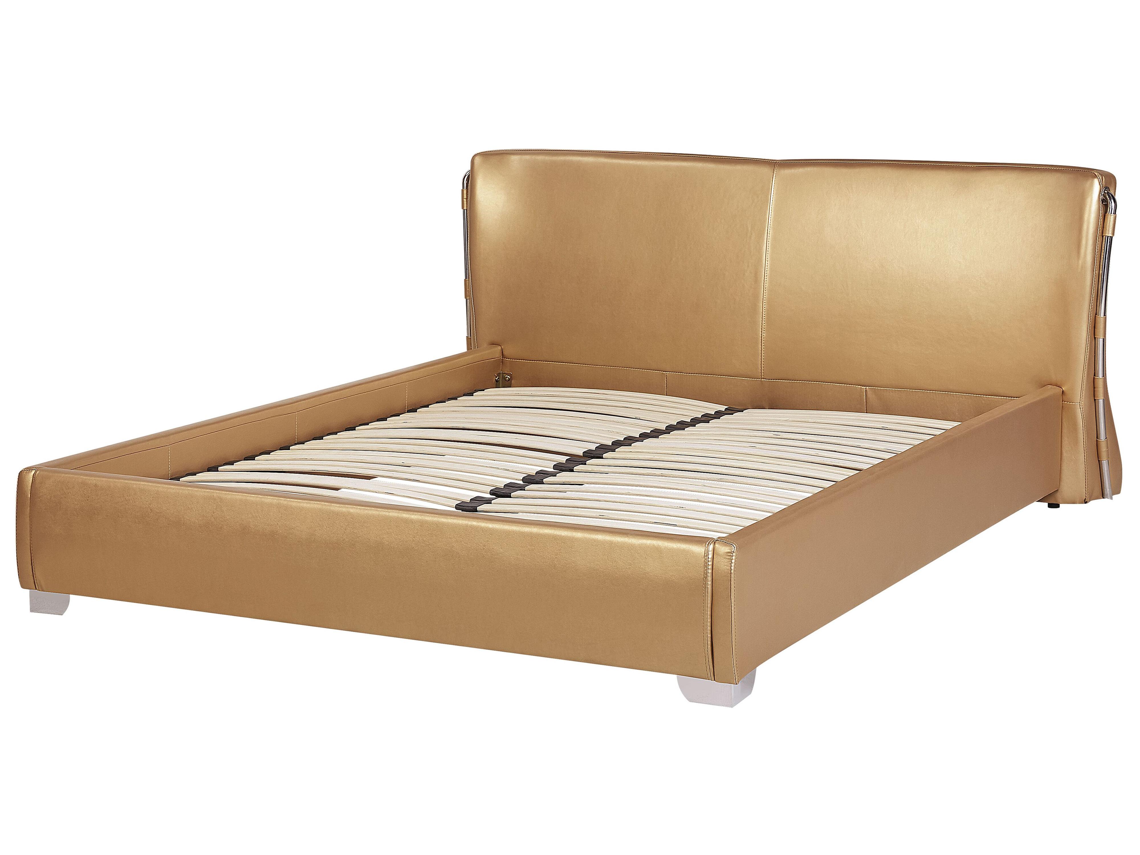 Bed Leer PARIS 180 x 200 cm Goud