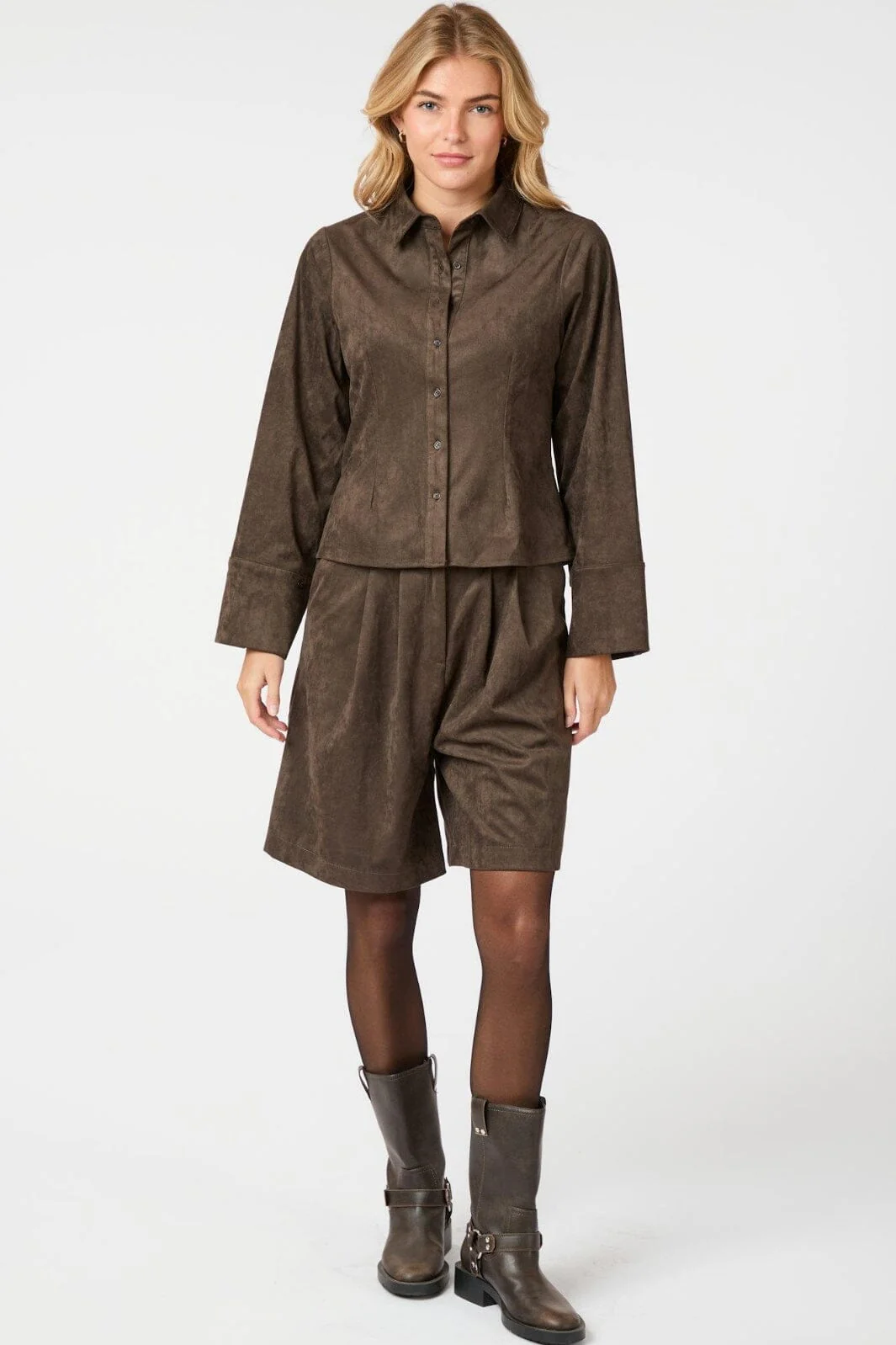 Neo Noir Rosa Faux Suede Shirt 164475 676 dark brown