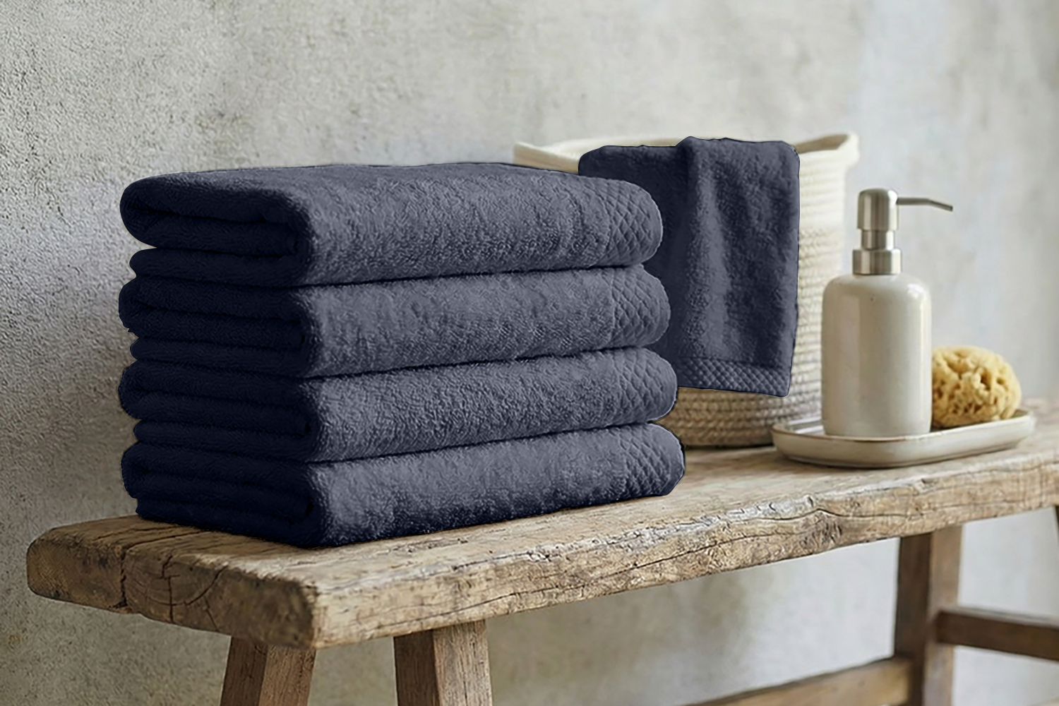 Eleganzzz Badstof Badlaken  Katoen 70x140cm - dark grey - Set van 12