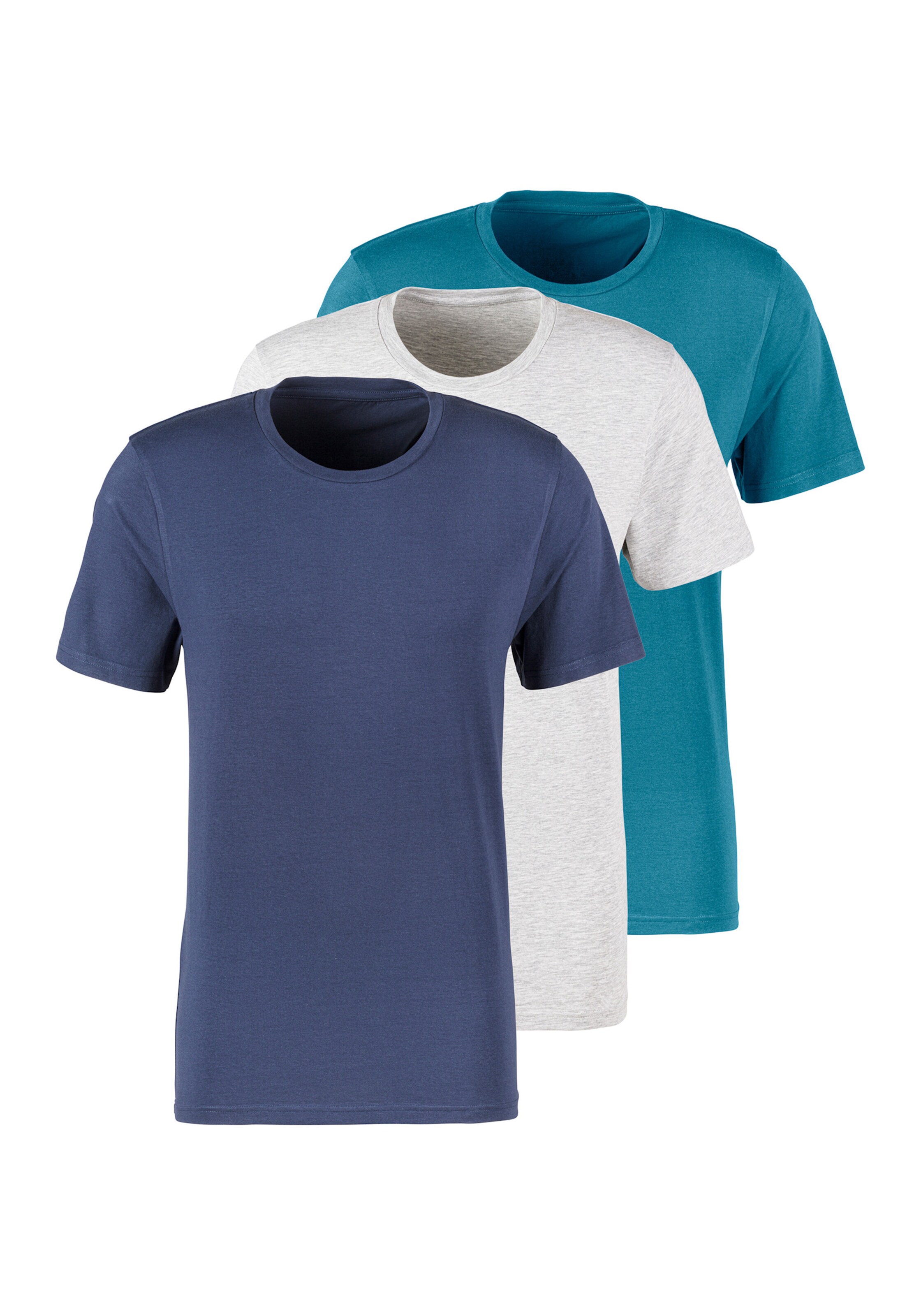 Bruno Banani T-Shirt in navy, grau-meliert, petrol