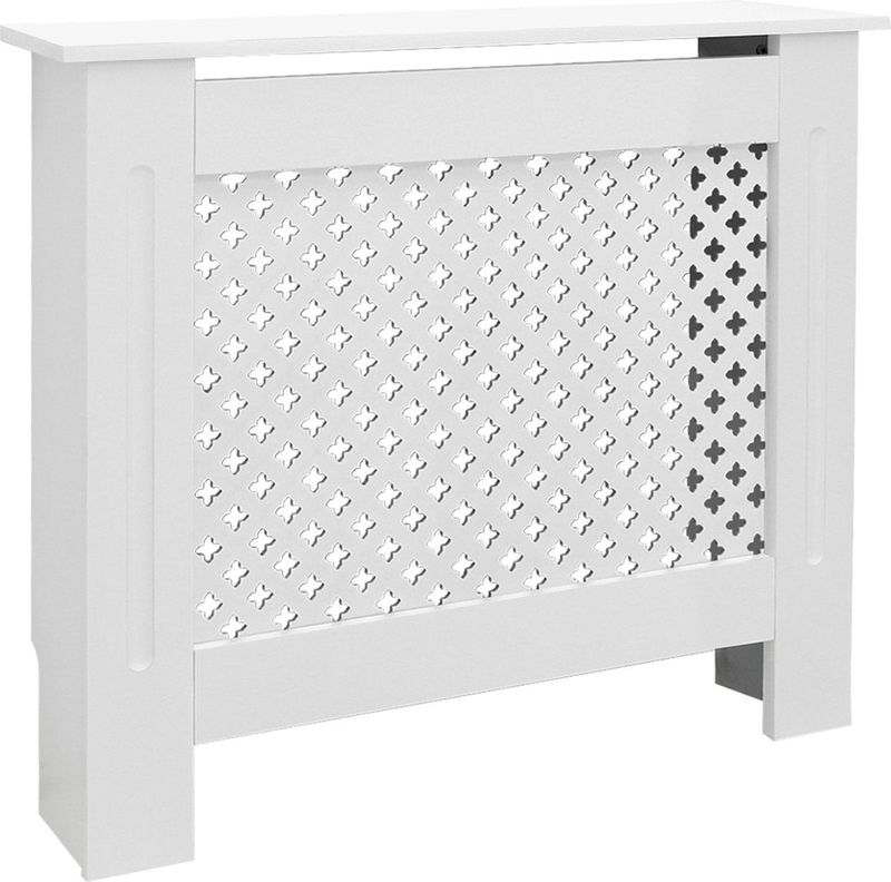 Radiatorpaneel met ruit 78x19x82 cm wit gemaakt van MDF