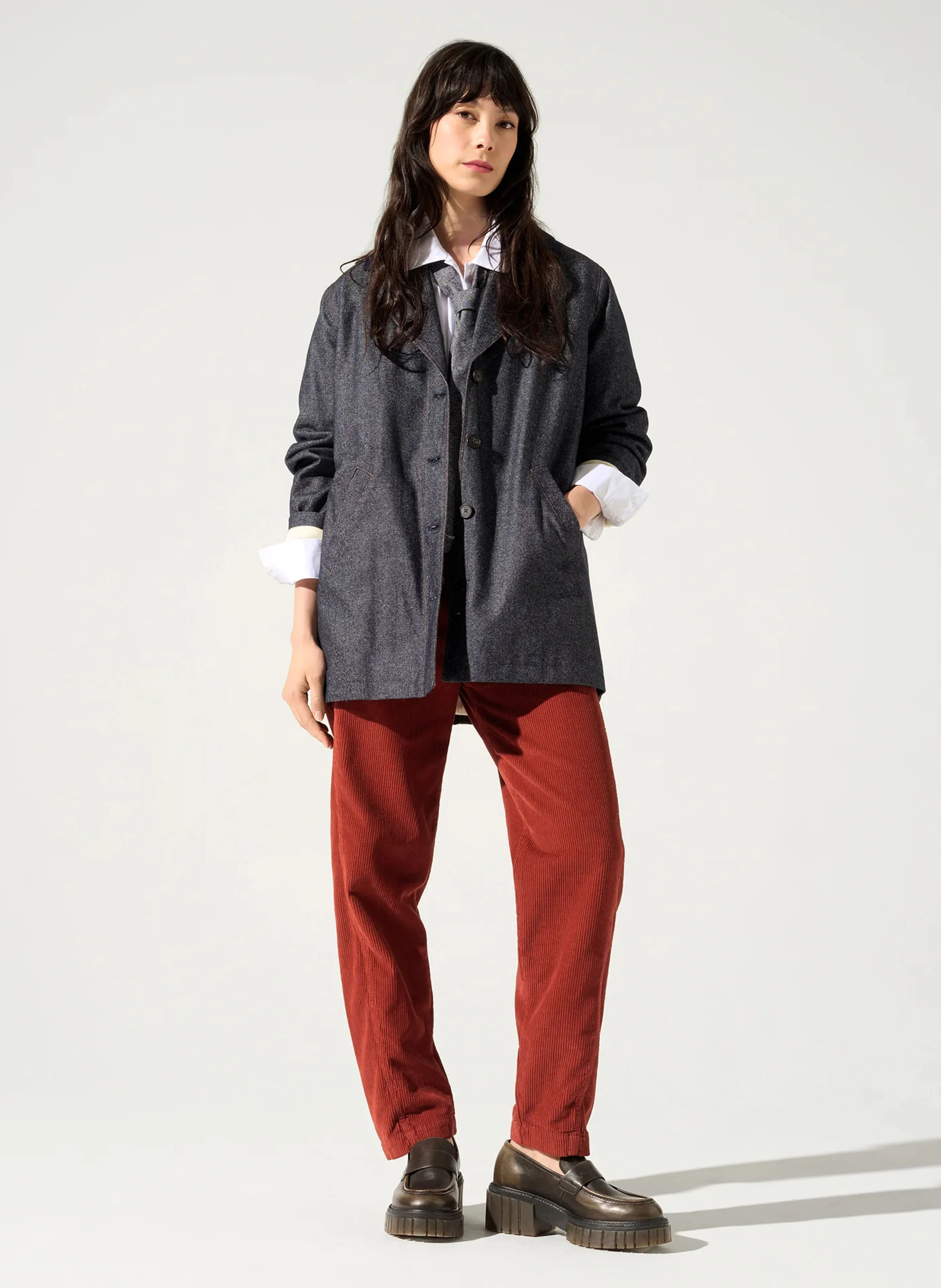 MARA - Pantalon mom en coton| Rouge