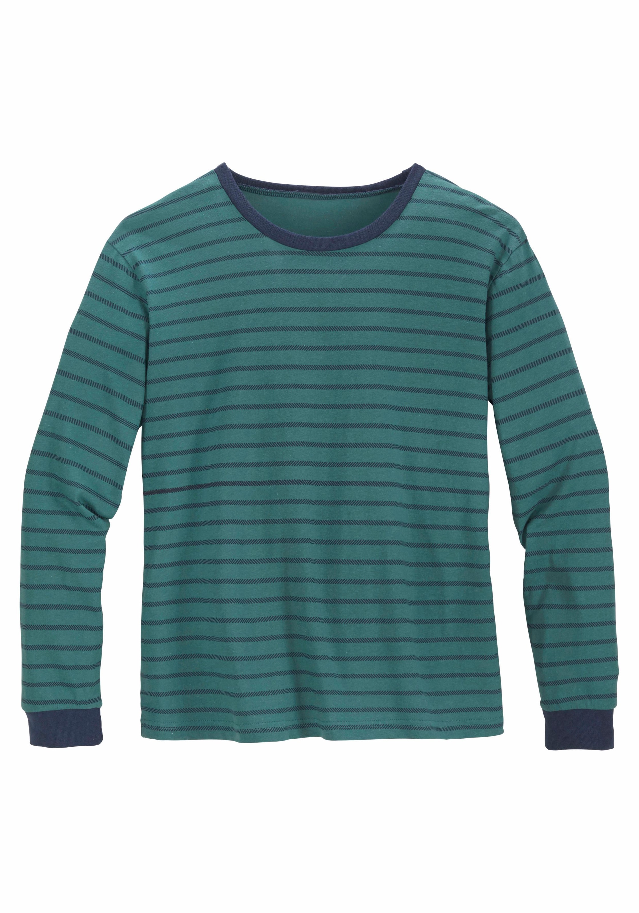 le jogger® Pyjama, 2 Stk. Schlafanzug mit zweifarbig gestreiftem Oberteil