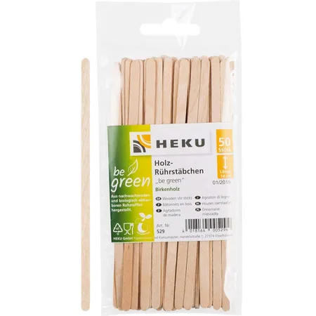 Heku Holz-Rührstäbchen be green 50 Stück