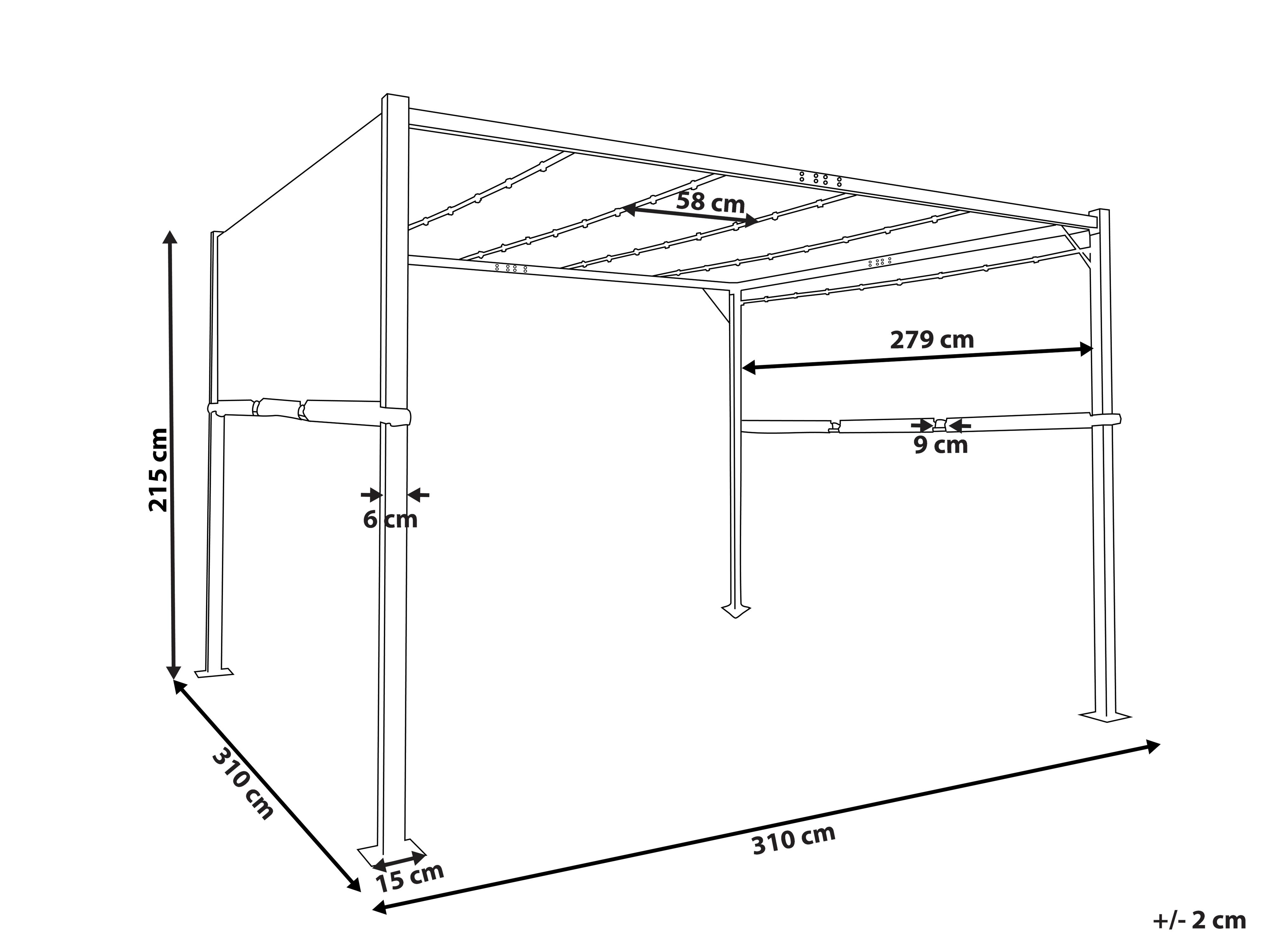 Paviljoen LED PARGA Metaal 310 cm 310 cm Donkergrijs