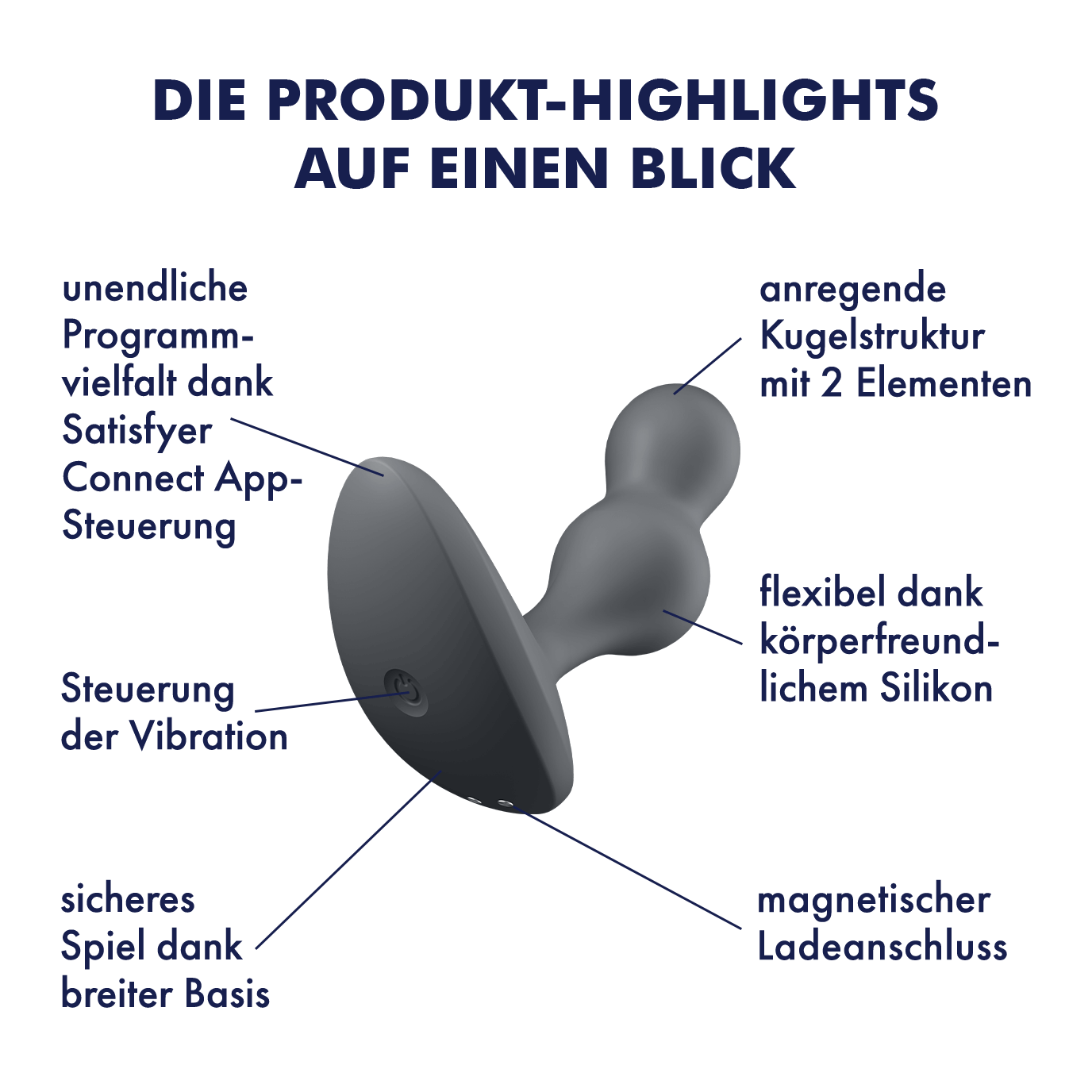 Deep Diver Anal Plug Vibrator mit App Steuerung (4061504006796) - Grau