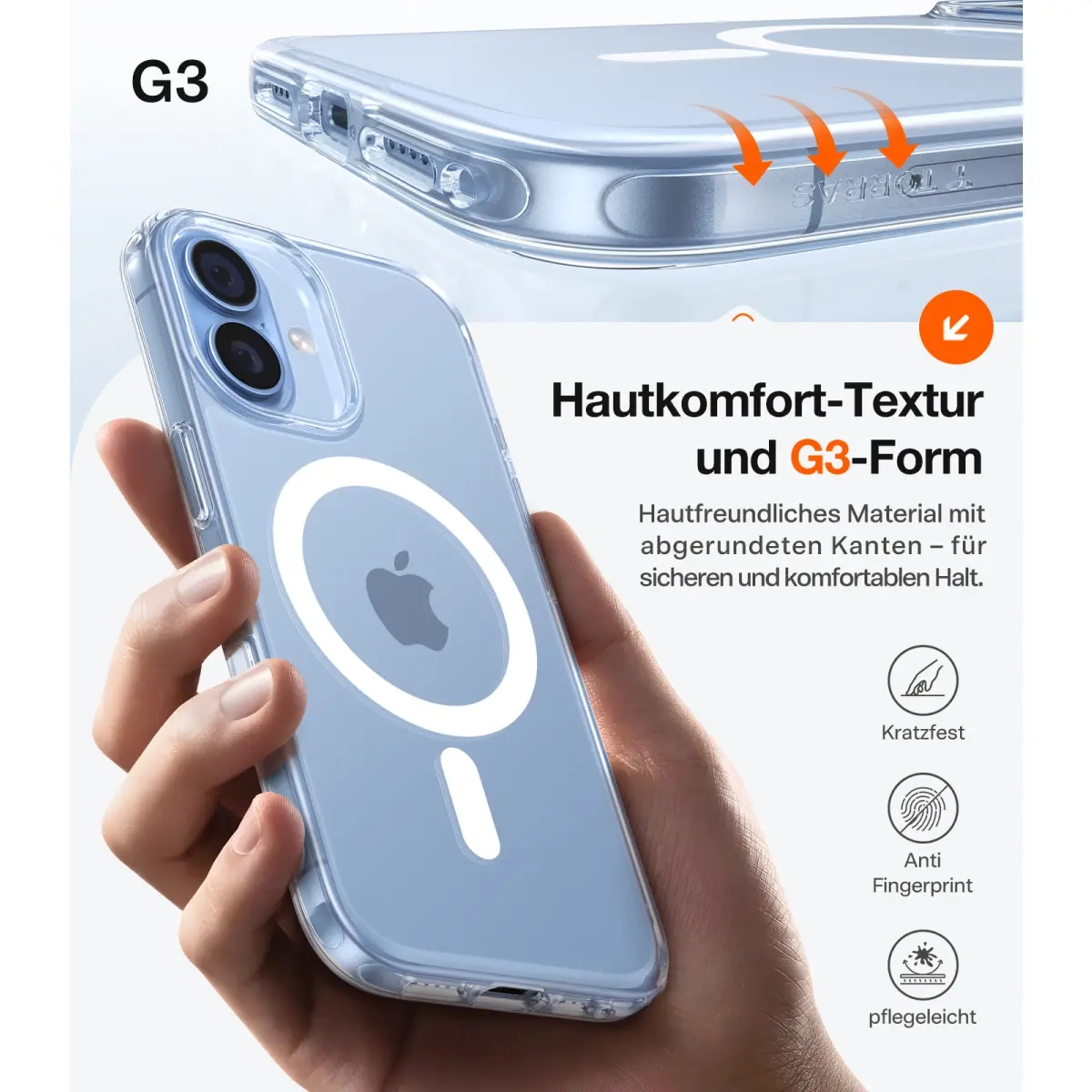 iPhone 17 Guardian Magnetic Series Hybrid Hardcase Hülle mit TPU Bumper - Transparent